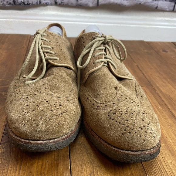 Peter Millar suede tan wingtip Oxford shoes gum soles Mens size 11 - Picture 3 of 10
